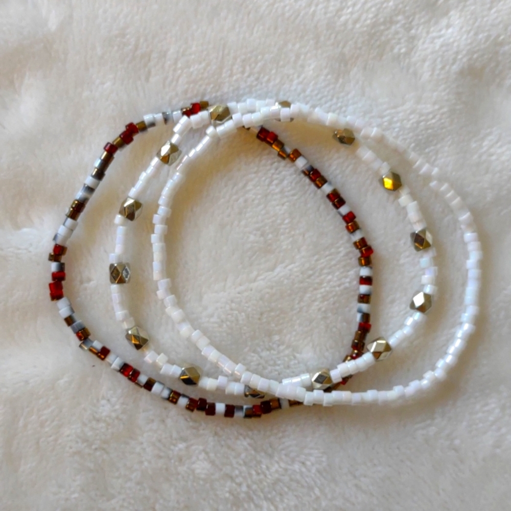 3 mini glass bead bracelets